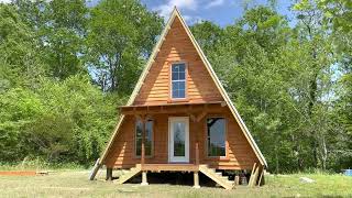 River A-Frame Cabin: Front & Back Porch Construction plus Interior & Exterior Stair Assembly