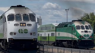 Go train locomotive engine 615 arrival with ring of bells at Burlington go station 😍#gotrain
