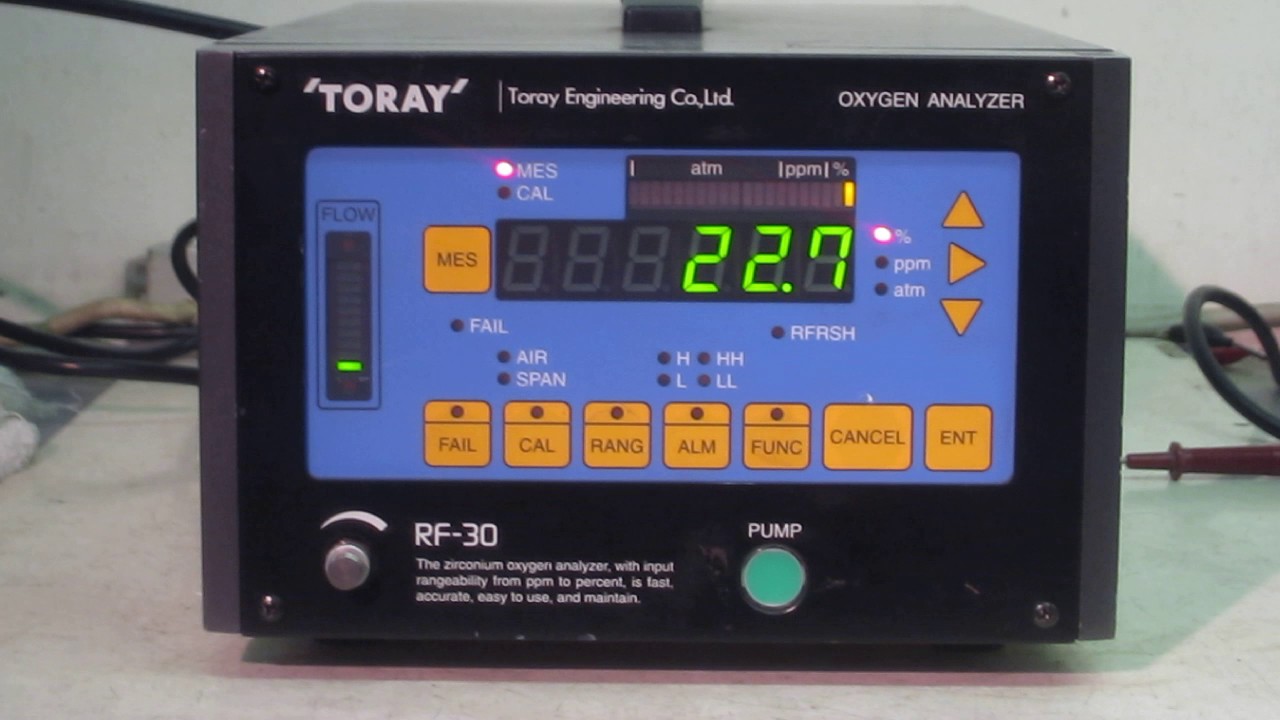 Toray O2 Analyzer Toray RF-30 An oxygen concentration meter (Oxygen Analyzer) 動作確認 - YouTube