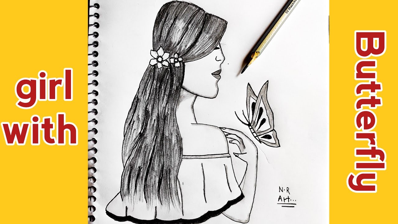How to Draw a Girl with butterfly. drawing girl How to Draw a Girl