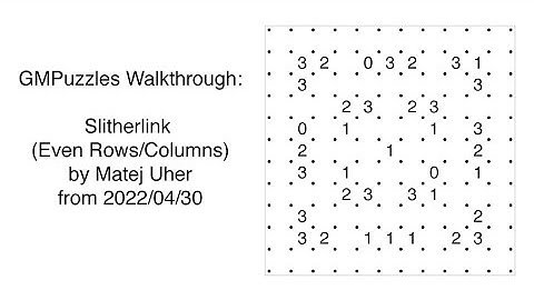 GMPuzzles - 2022/04/30 - Slitherlink (Even Rows/Columns) by Matej Uher