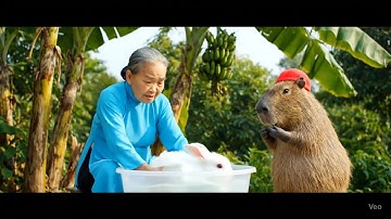 Capy giúp bà tắm cho thỏ và cái kết #capybara