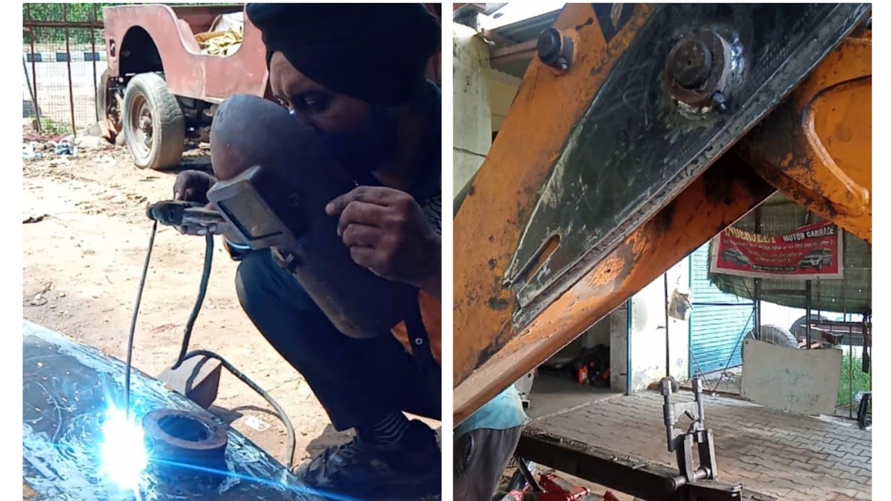 jcb 3dx boom welding BADWAL hydraulic and engg works YouTube