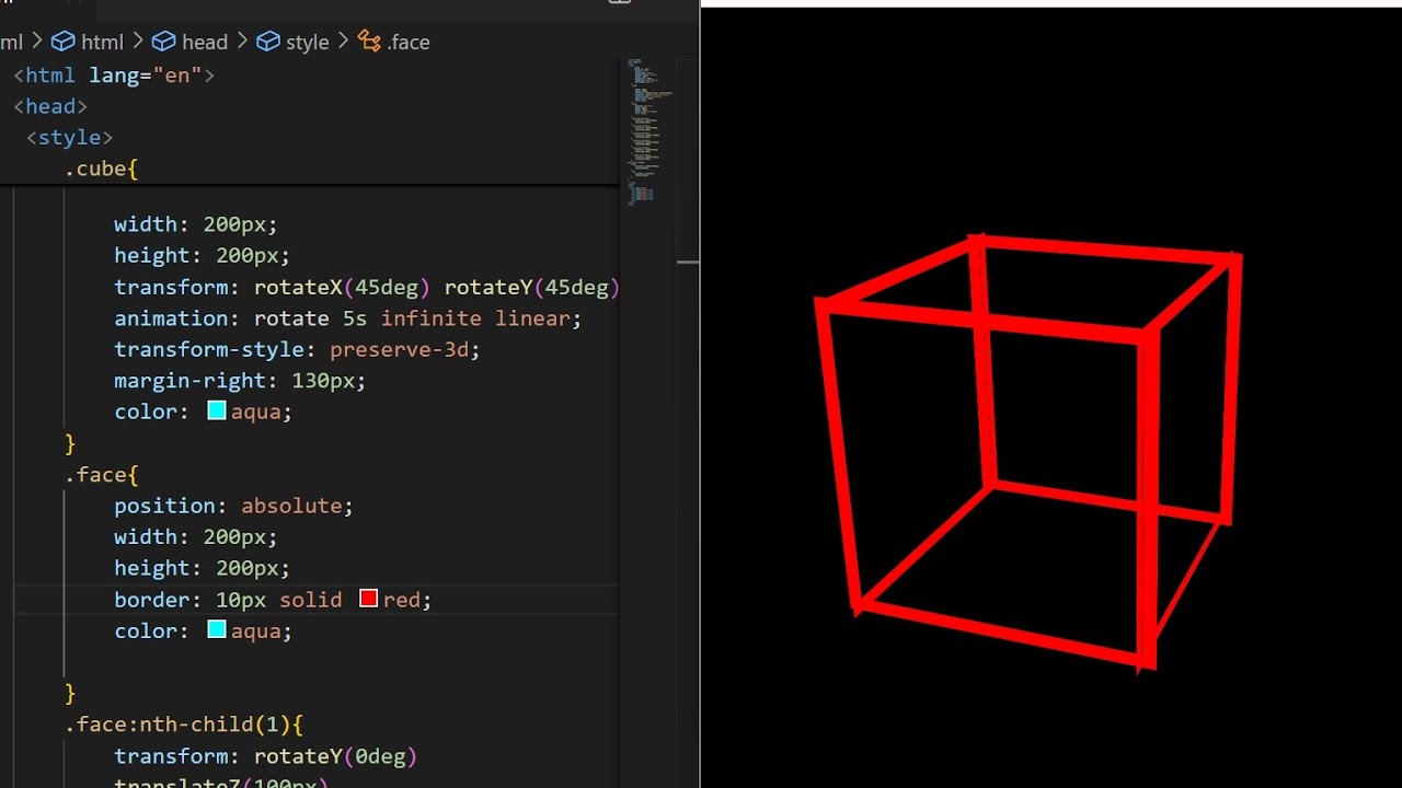 Cube in html css only used #html #css - YouTube