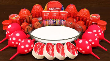 RED SLIME!!! Mixing Random into GLOSSY Slime!! Satisfying Slime Video