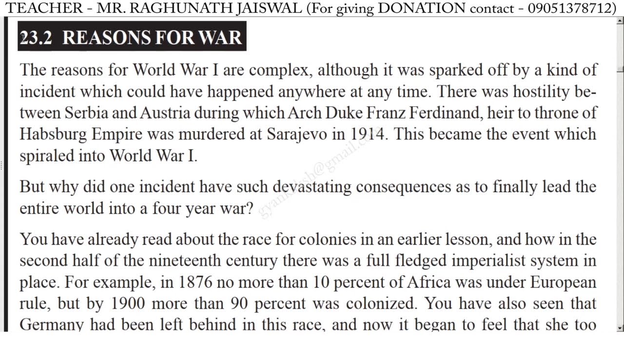 Reasons For World War 1 | Indian History | भारतीय इतिहास - YouTube