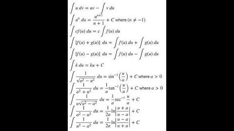 Integration formulas