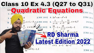 RD Sharma Class 10 Solutions Ex 4.3 ( Q27 to Q31 ) Ch 4 Quadratic Equations Latest Edition Book 2022