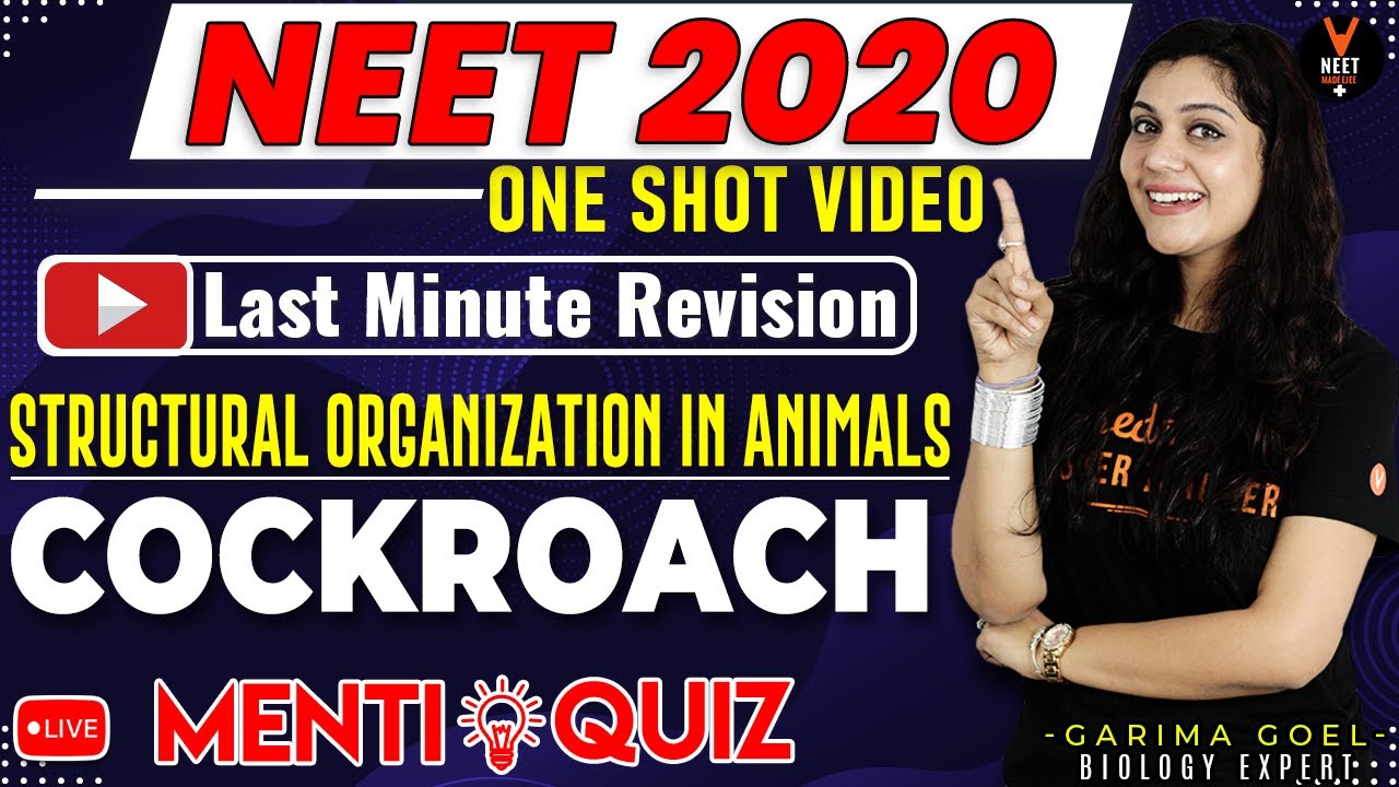 Structural Organisation in Animals Class 11(Cockroach) | NEET Biology MCQ |  NEET 2020 Preparation - YouTube