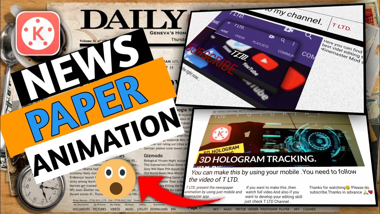 KineMaster Editing - News Paper Animation In Kinemaster 2020 | T LTD.