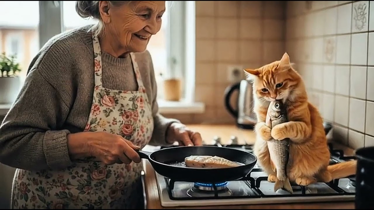 The cat is eating fish 