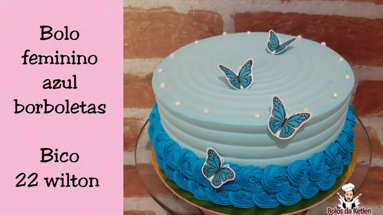 Bolo azul borboleta 🦋  Festas de aniversário azuis, Bolos de