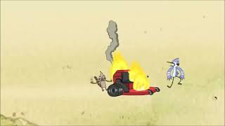 Regular Show - Mordecai And Rigby Exploading The Lawn Mower