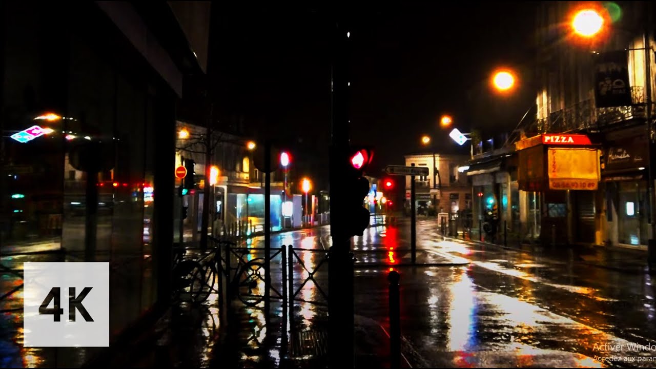 Walking in Heavy Rain Walk at NIGHT Bordeaux 4k ASMR Rain Sounds ...