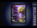 How to paint GOLD TREE, PURPLE LANDSCAPE, OVAL BRUSH BLENDING TECHNIQUES, 174