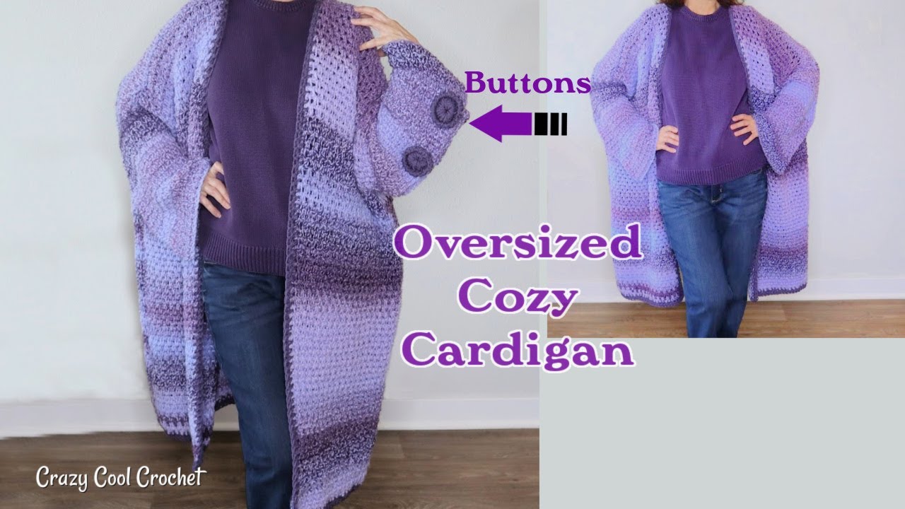 Crochet Oversized Cardigan/Button Sleeves - YouTube