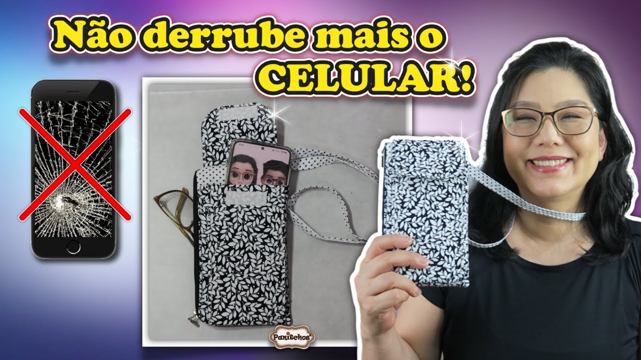 Bolsinha porta celular com alça para pendurar no pescoço