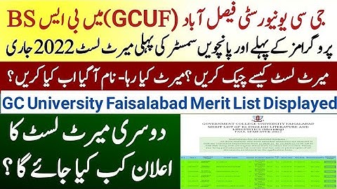 GC University Faisalabad(GCUF) First merit list displayed!How to check GCUF First Merit list ?