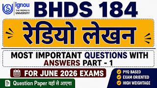 BHDS 184 Important Questions 2026 BHDS 184 Important Questions JUNE 2026 BHDS 184 रेडियो IGNOU