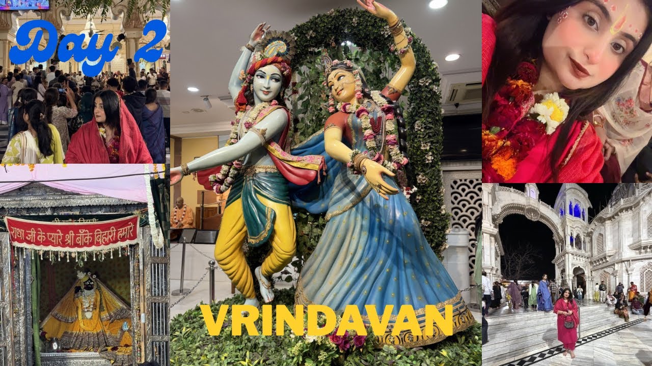 Aaj gaye Banke Bihari mandir 😍Bht maza aya ky vibe thi🤪#holispecial #vrindavanholi #bankebihari 