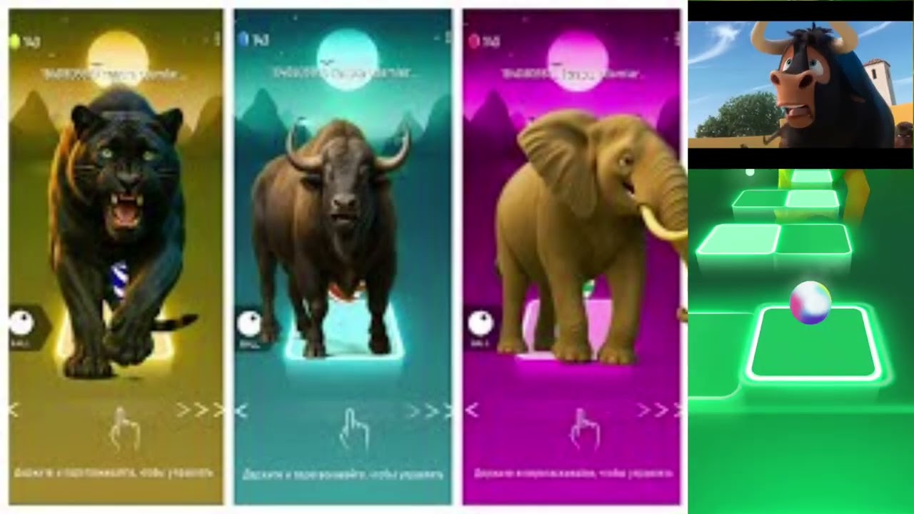 Funny Animals - Cow 🆚 Tiger 🆚 Elephand 🆚 Lion 🎵 Tiles Hop #part12