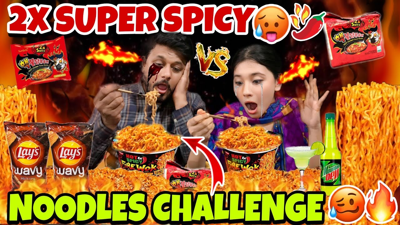 2X SUPER SPICY 🥵🔥🌶️ NOODLES CHALLENGE WITH PAPA 😂 | Jeeta Kon? 🤔 | Noodles Kha Kar Tabiyat Kharab 🤧🤒