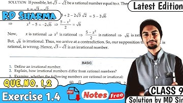 RD Sharma Class 9 Solutions | Ex 1.4 Q1 Q2 | Chapter 1 Number System | MD Sir