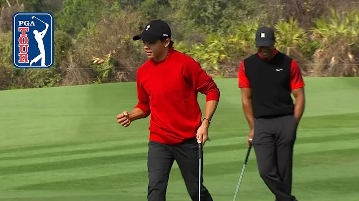 Charlie Woods buries eagle putt at PNC Championship