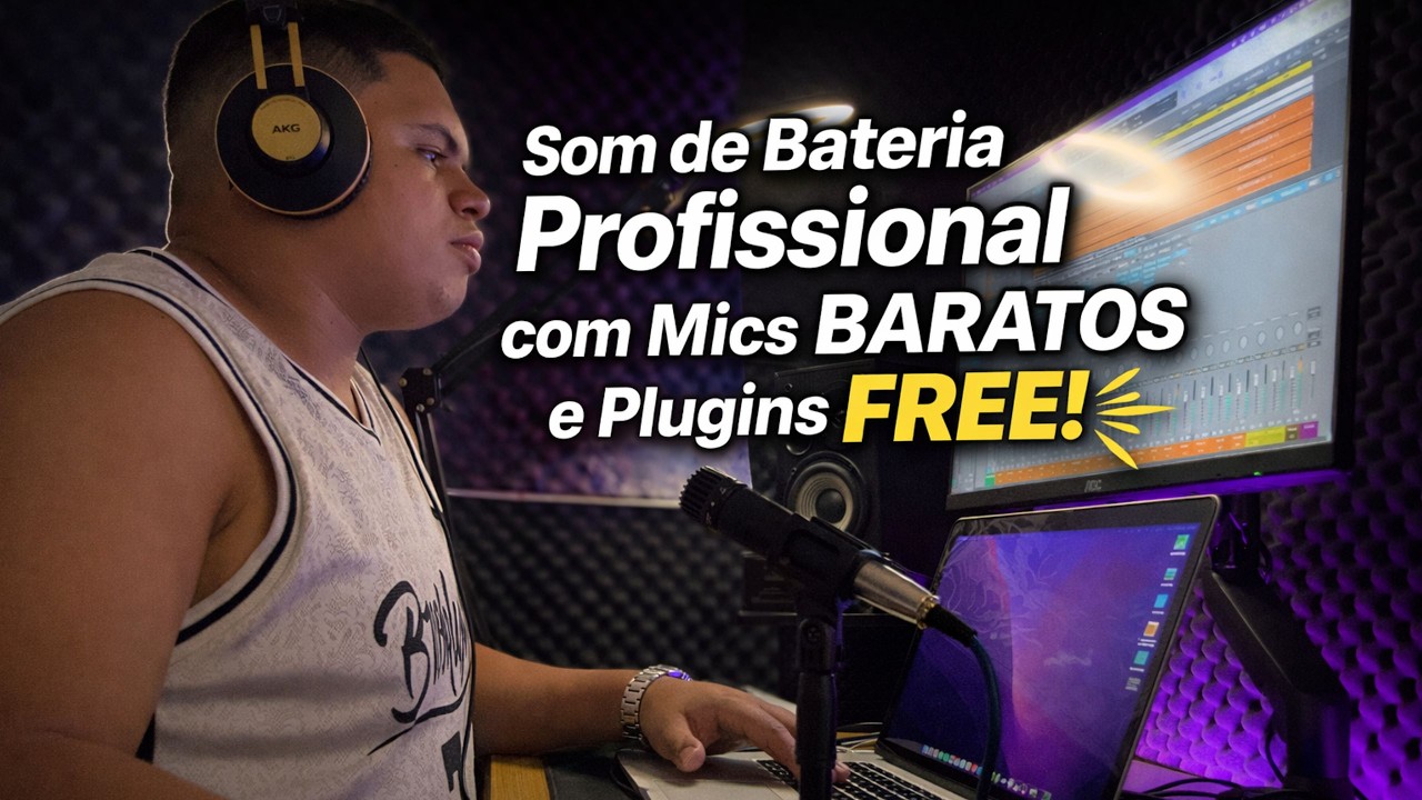 Som de Bateria  PROFISSIONAL usando mics BARATOS e PLUGINS FREE!