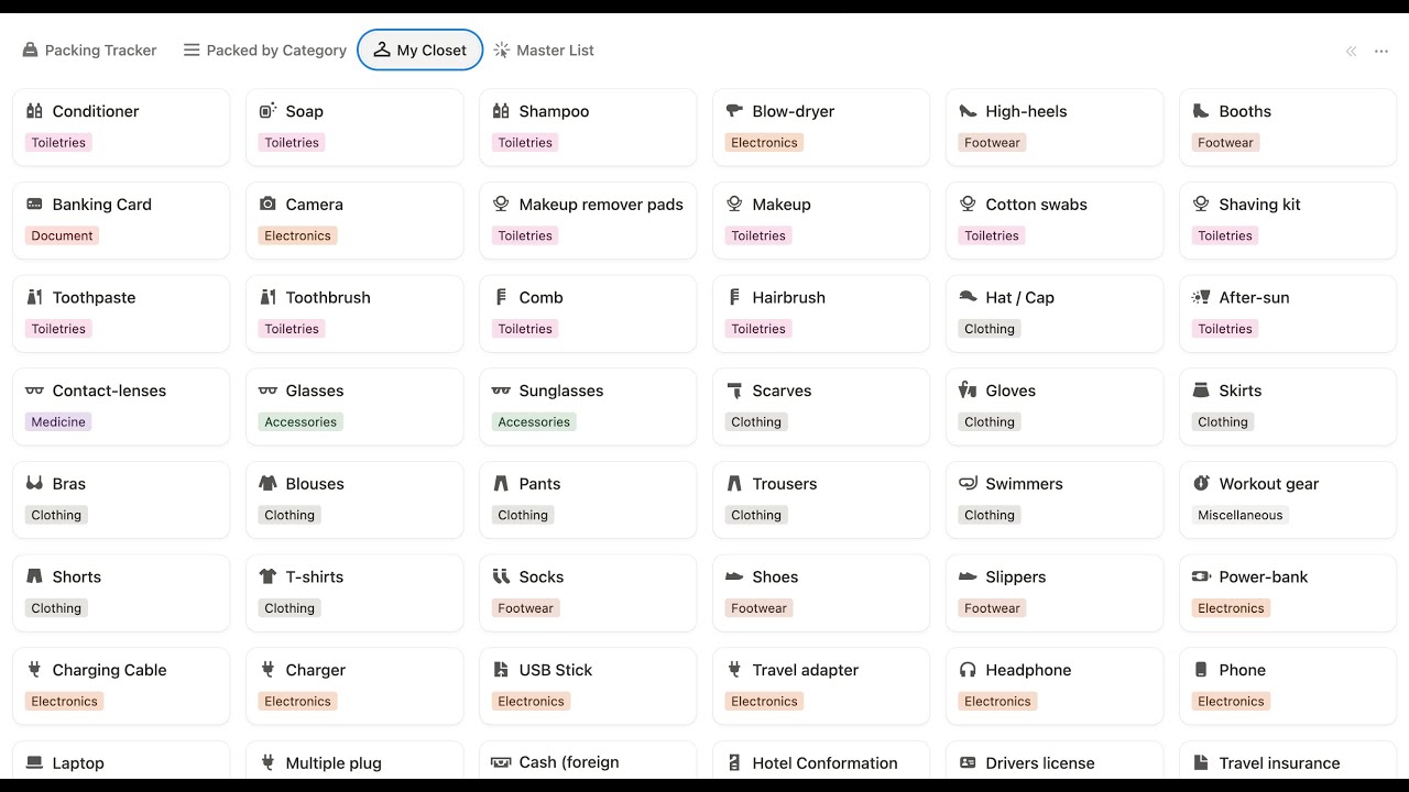 Pack Int Plus Basic Notion Template - Basic Packing List explained - iCreate - YouTube
