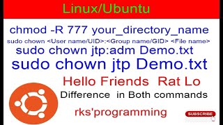 chmod -R 777 your_directory_name |Ubuntu| sudo chown|sudo chmod|Linux