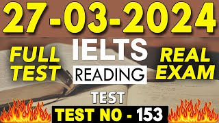 IELTS Reading Test 2024 with Answers | 27.03.2024 | Test No - 153