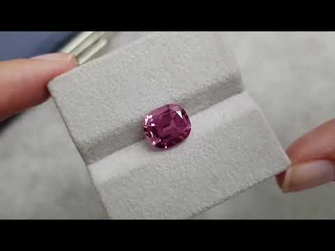 Rare vivid pink spinel from Tajikistan in cushion cut 5.12 ct Video  № 3