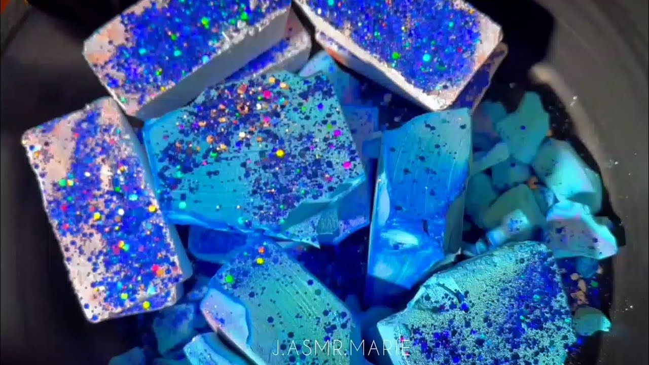 Variety gym chalk | fresh, dyed and reformed gym chalk blocks crumbling ...