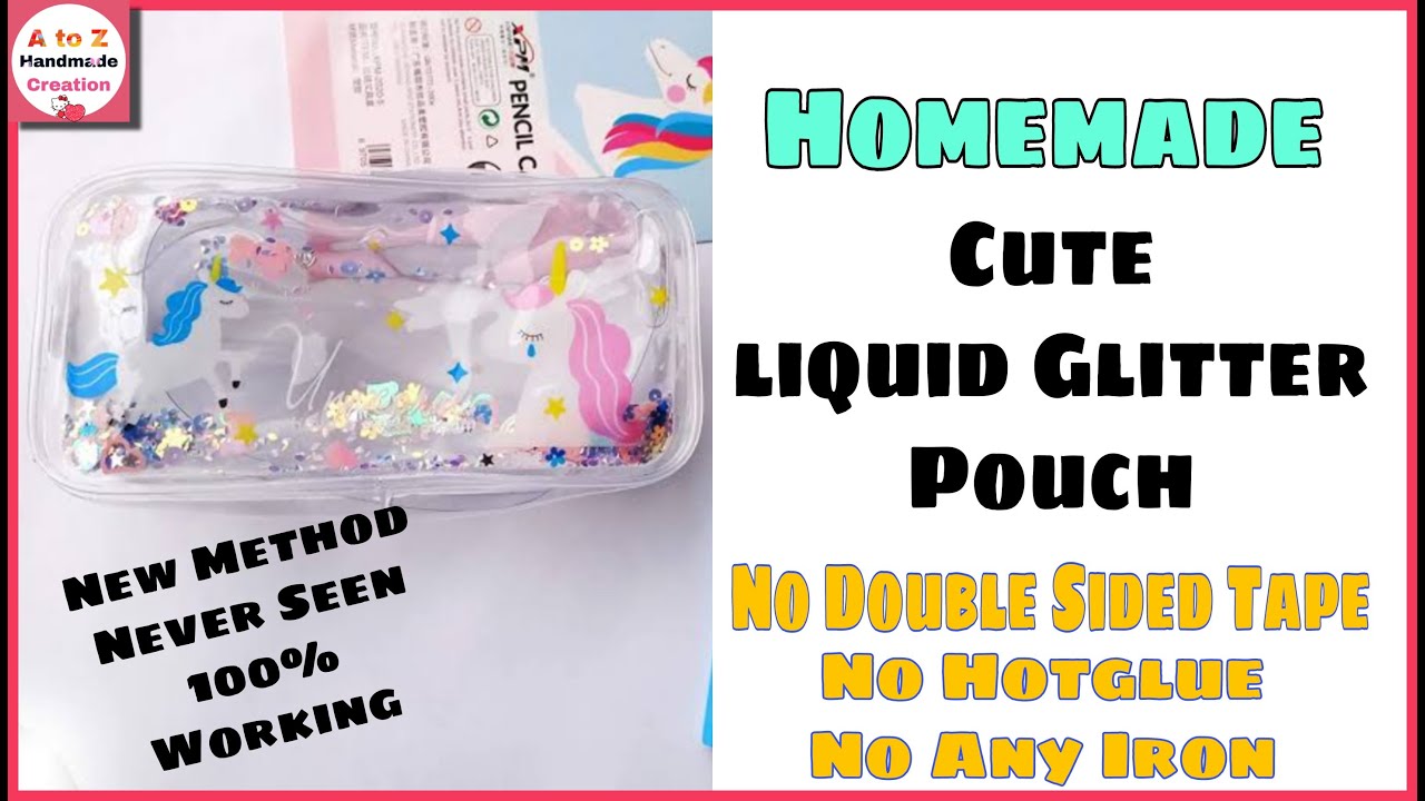 How to make Cute Homemade Clear Pencil Case without hotglue & zipper / diy  homemade Pencil case 