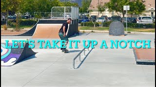 Practicing half cab crook on a flat bar (took it up a notch at the end) skating in my 30's