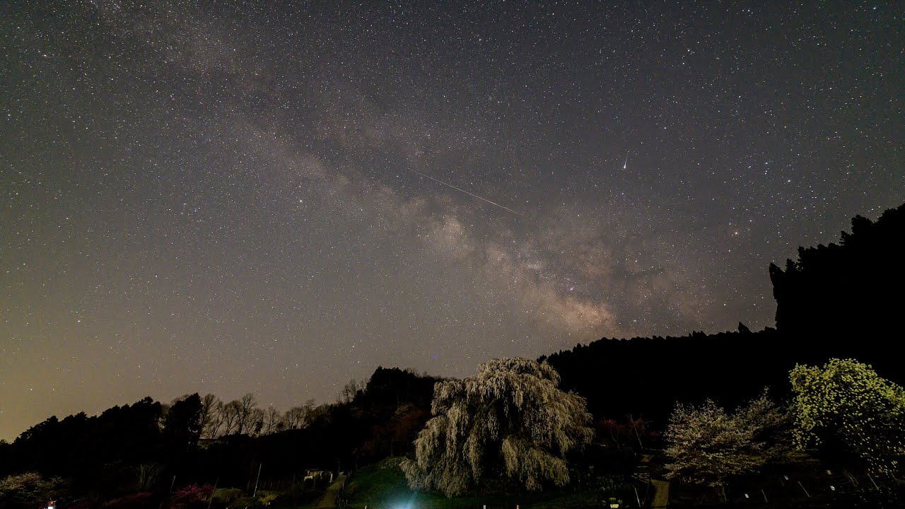 2303 又兵衛桜と天の川　画像処理比較タイムラプス 4K