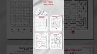 Printable Valentine's Day activities for kids: I Spy, maze, word search, class coloring bookmarks