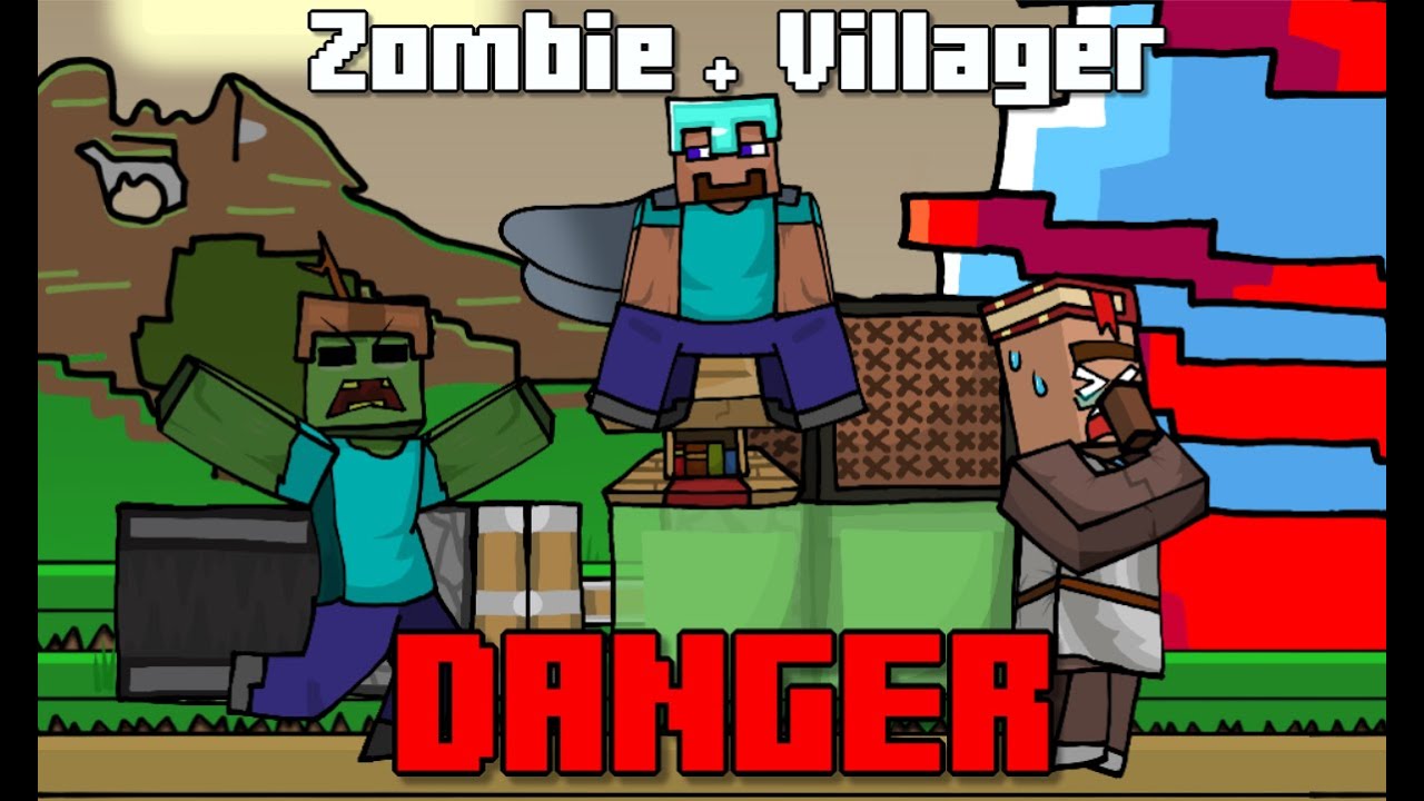 MENDING | Danger but Zombie and Villager Sing it | CUSTOM SPRITES