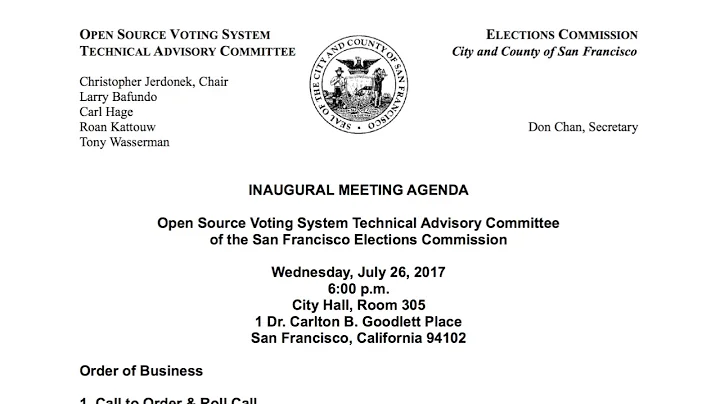 July 26, 2017 Open Source Voting System Technical Advisory Committee (audio only)