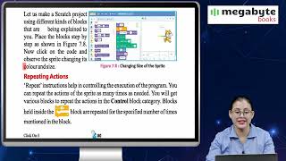 Ch 7 | Megabyte Books | Click On | Class 3 | Simple Movement of Sprite | For children