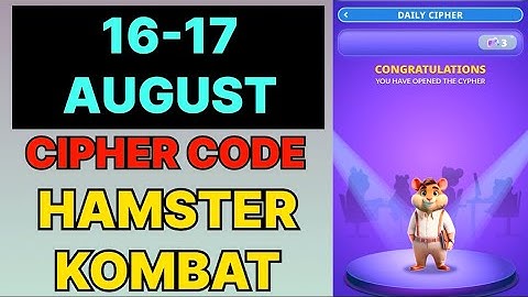 Hamster Kombat Dev Game Daily Cipher 16 & 17 August | Hamster Kombat Daily Cipher Code 16 August 