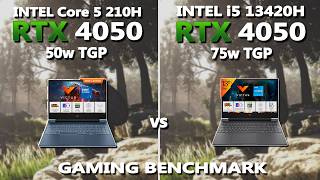 HP Victus- RTX 4050 50W vs 75W 🔥 | Core 5 210H vs i5-13420H Gaming Benchmark | 10 Games Tested
