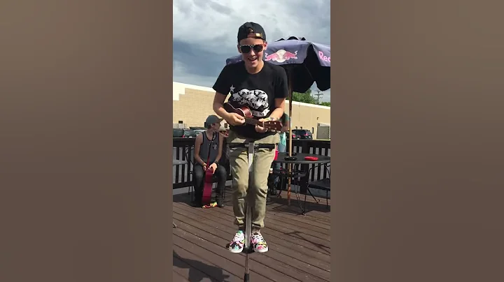 Maddy B. Ukulele and pogo stick