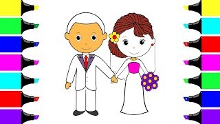 Little Bride and Groom Coloring Page - Youtube Videos for Children - Coloring Book for Kids