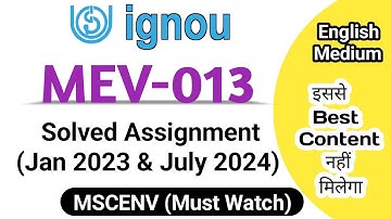 MEV-013 solved assignment 2023-24 || Mev 013 assignment Jan 2023 to July 2024 || MSCENV assignment