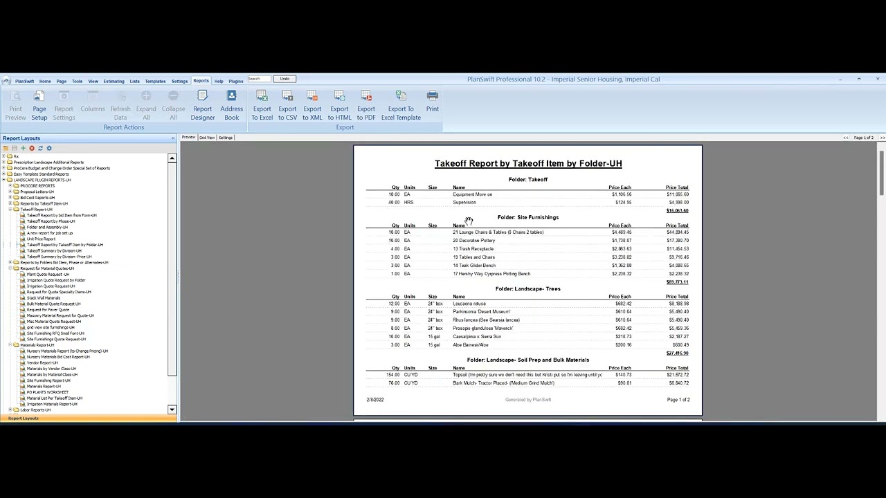 Reports, ProCore, Field Reports, Takeoff Reports and Material Reports  IMPORTANT