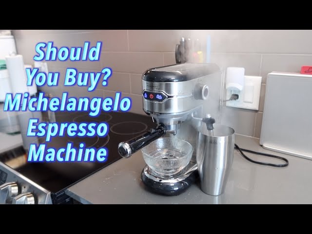 MICHELANGELO Stainless Steel Espresso Coffee Machine with Milk Frother,  Small Coffee Maker for Home, 15 Bar - Cappuccino, Latte