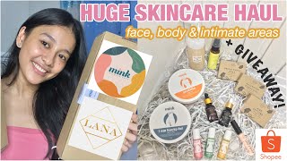 HUGE SHOPEE SKIN CARE PRODUCT HAUL (face, body and intimate areas) ft. MINK & LANA | + GIVEAWAY!