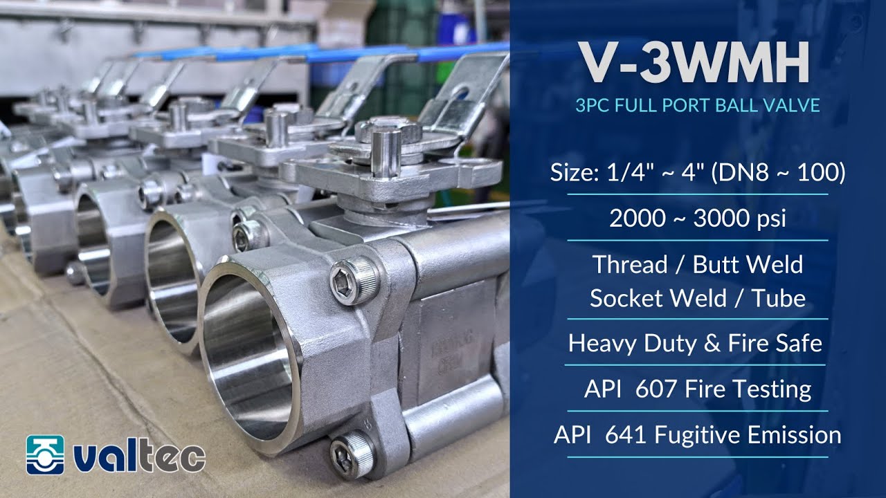 V-3WMH, 3pc Ball Valve (API 607 & API 641) | Valtec
